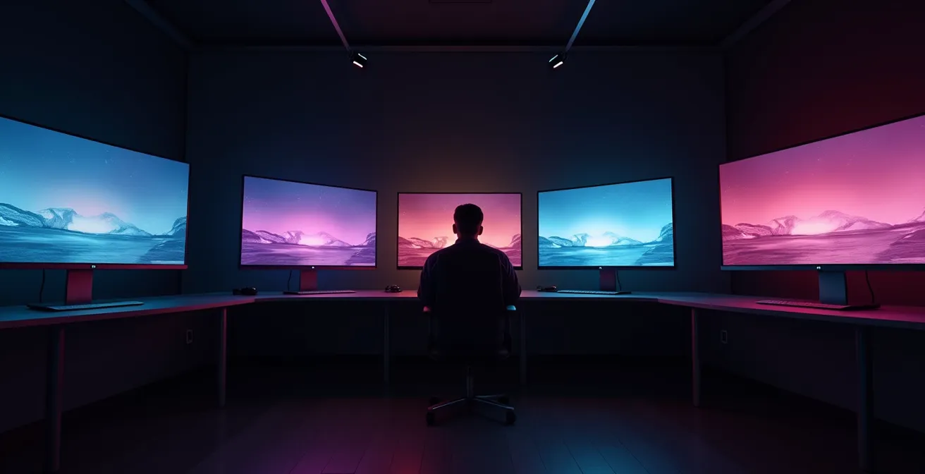 Comparaison de courbes colorimétriques sur écrans de monitoring