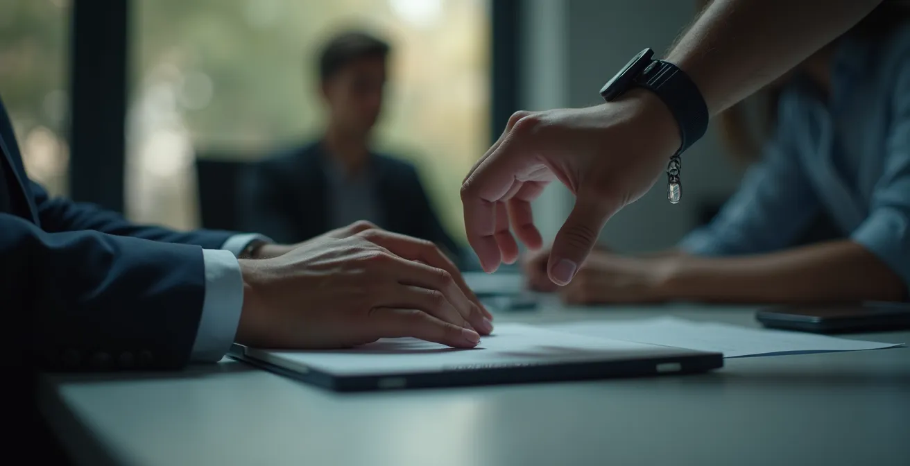 Main de photographe suspendue au-dessus d'un téléphone, illustrant l'hésitation avant de répondre à une opportunité